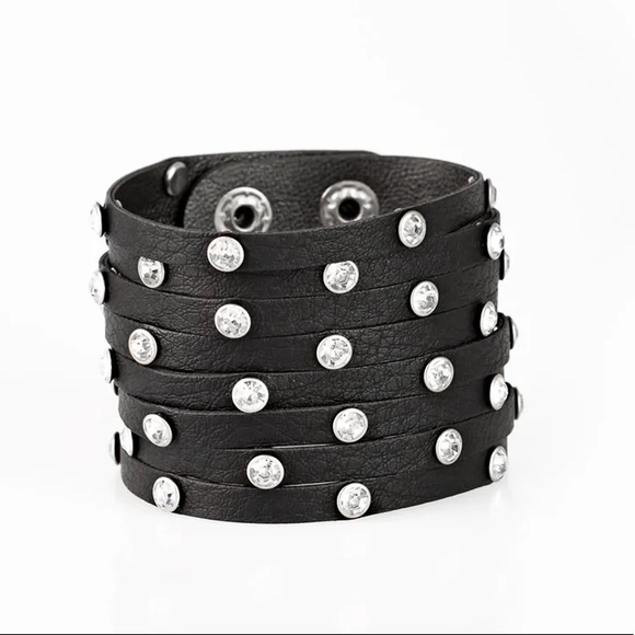 Sass Squad Black Rhinestone Bling Snap Bracelet - Picture 2 of 2